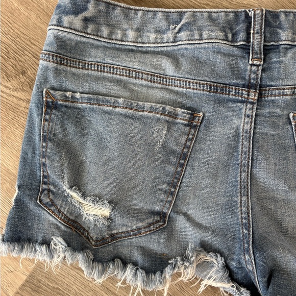 Express Distressed Denim Cutoff Shorts - Blue - Picture 6 of 6